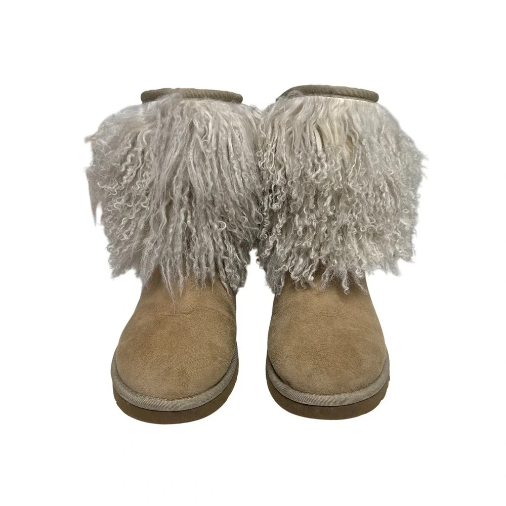 UGG Womens Australia Sheepskin Cuff Boots Sand/Natural Womens 7